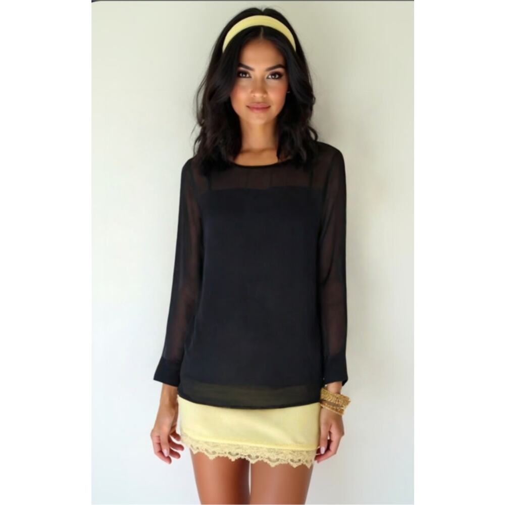 Long Sleeve Black Blouse Size M